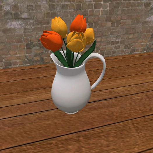 Tulips in Pitcher TANGERINE