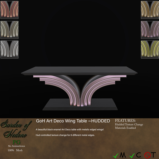 GoH Art Deco Wing Table Delivery HUD