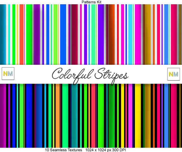 Colorful Stripes Patterns Kit 10 Seamless Textures NM