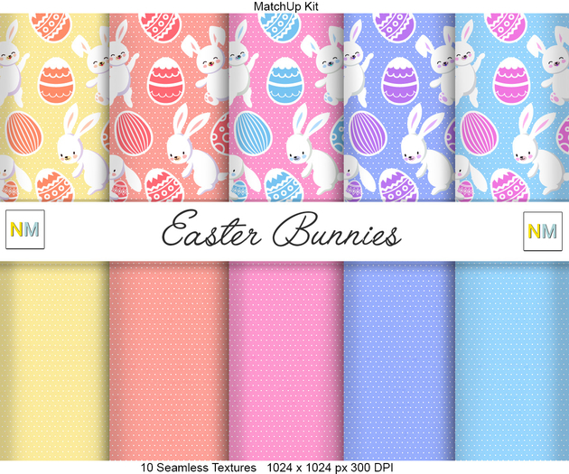 Easter Bunnies Matchup Kit 10 Seamless Textures NM Full Perm