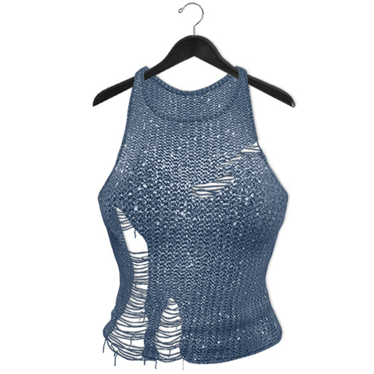 Mimikri - Frankie Ripped Knit Top blue