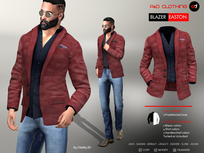 A&D Clothing - Blazer -Easton- Burgundy