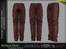 FashionNatic - Enrique Pants Burgundy - Signature Gianni, Legacy, Belleza Jake
