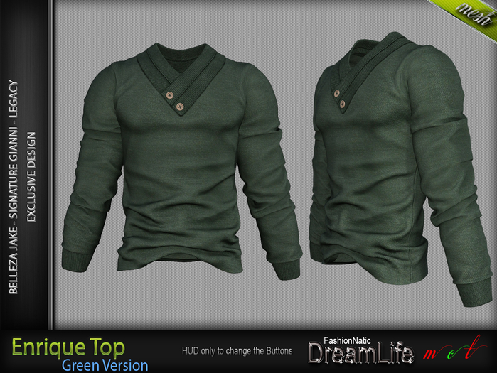 FashionNatic - Enrique Top Green - Signature Gianni, Legacy, Belleza Jake