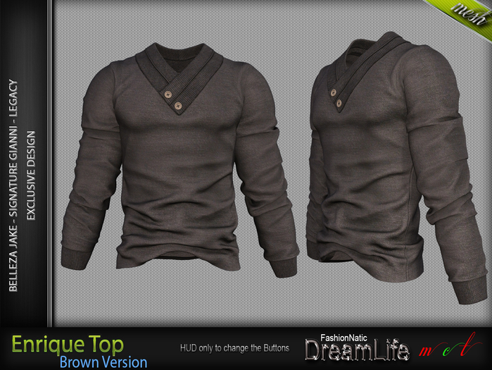 FashionNatic - Enrique Top Brown - Signature Gianni, Legacy, Belleza Jake