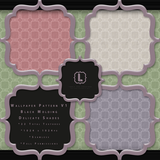 {L} Wallpaper-Pattern V1-Black Molding-Delicate Shades