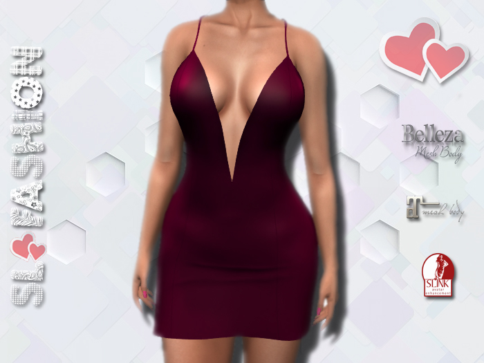 Deep Cleavage Dress  - WINE