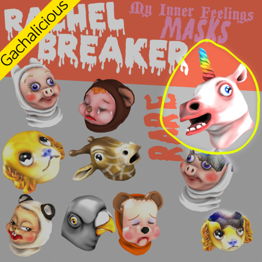 RachelBReaker MyInnerFeelingsMasks UNICORN pwesent RARE