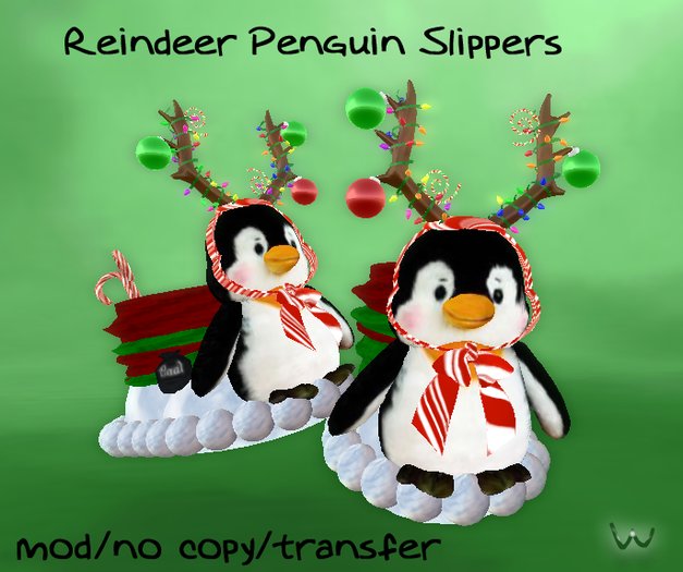 ~WC~ Penguin Reindeer Slippers