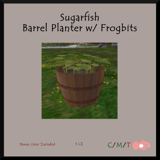 Barrel Planter w/ Frog Bits (Add)