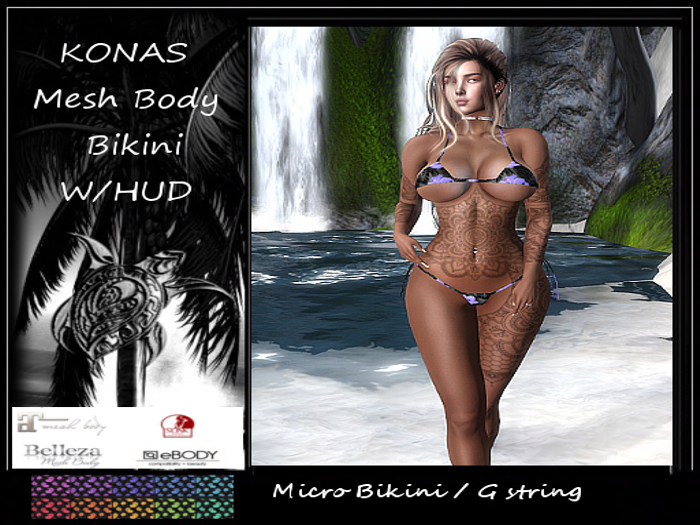 ~KONAS~ New Sexy MIcro G-String Bikini Black Floral (ADD ME)