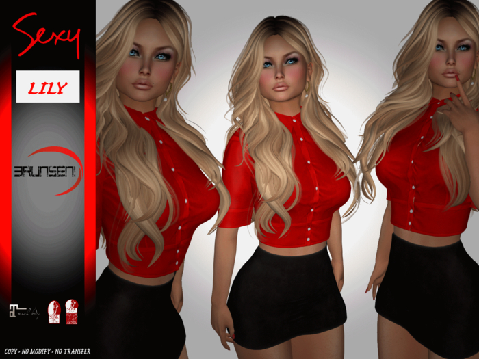 Brunsen! Lily Sexy Outfit Black Red Jeans