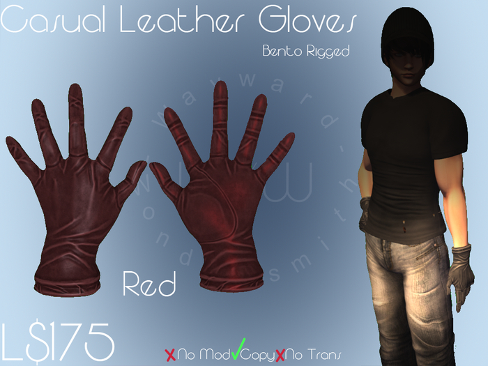 .:W/W:. Casual_Leather_Gloves_Red
