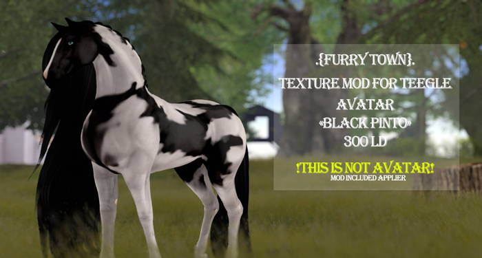 .{FT}. Skin for Teegle Horse "Black Pinto"