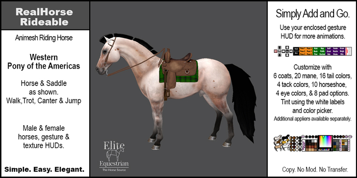 *E* RealHorse Rideable - POA Western  [Add & Click]