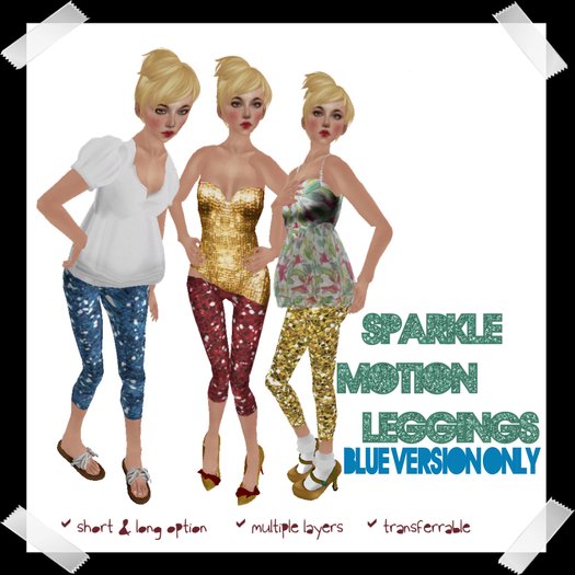 kitsch me - sparkle motion leggings blue