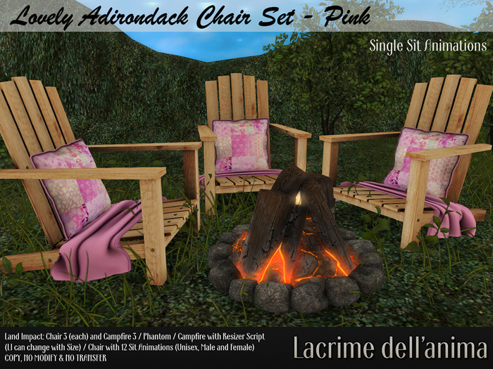 Lovely Adirondack Chair Set - Pink
