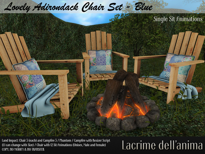 (BOX) Lovely Adirondack Chair Set - Blue