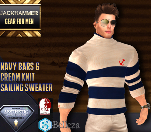 Navy Bars & Cream Knit Sailing Sweater