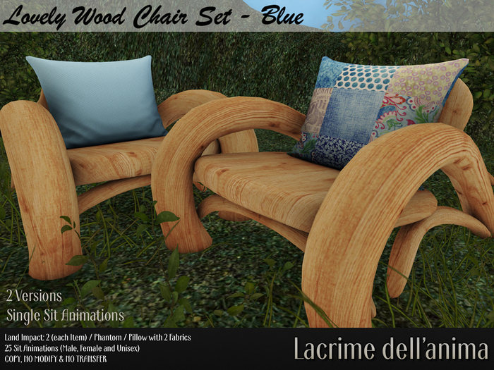 (BOX) Lovely Wood Chair Set - Blue