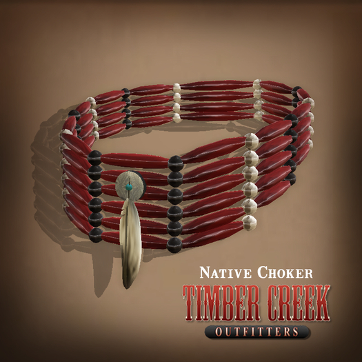 [Timber Creek] Native Bone Choker-Red & Ivory-Boxed