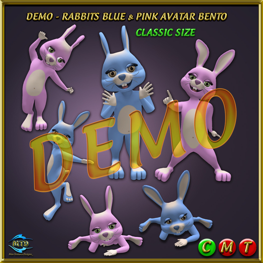 DEMO - RABBITS - BLUE & PINK - CLASSIC - COPY