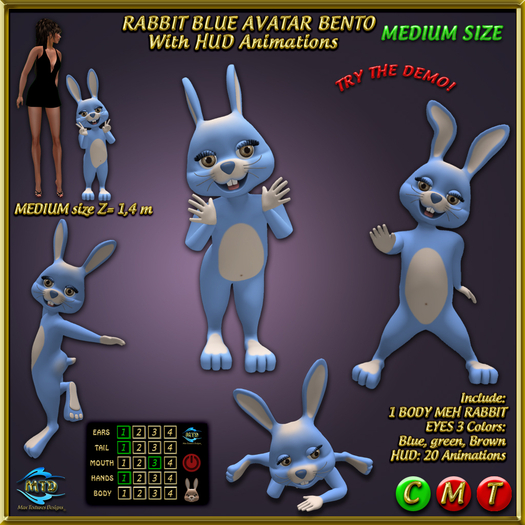 RABBIT BLUE - MEDIUM - COPY- AVATAR BENTO - HUD