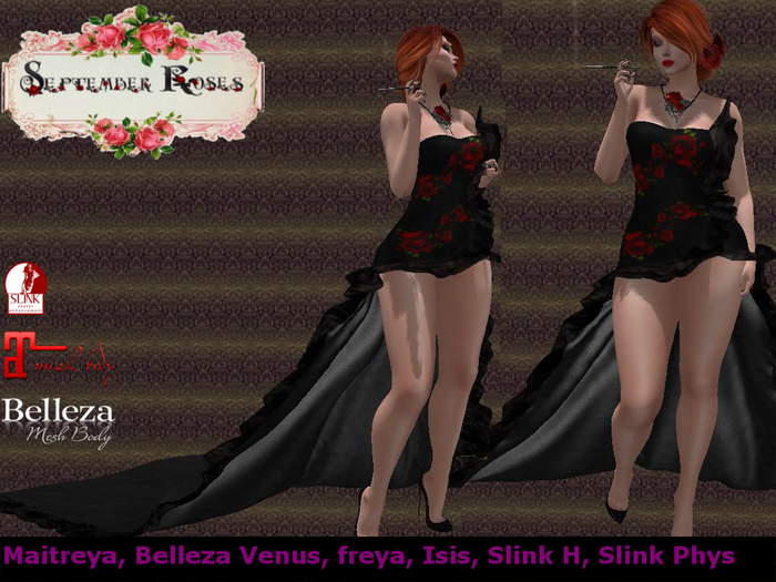 Dress long Tail Red Roses