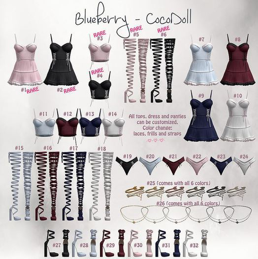 #4 Blueberry - Cocodoll Set - M - Top - Black - RARE