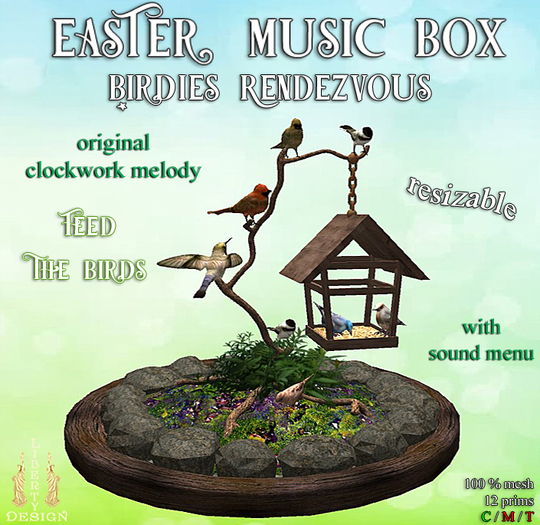 Easter Musical clock  "Birdies Rendezvous" V6 / resizeable (boxed)