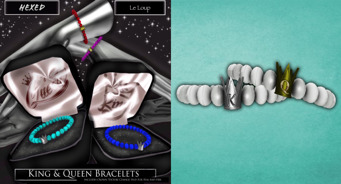 [H~J] King & Queen Bracelet White