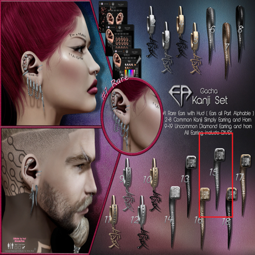 2 E.A.Studio Kanji Earring Normal Silver/DWitheB COMMON