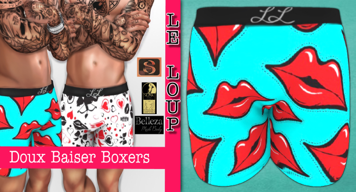 LL~Doux Baiser Teal Lips Boxers