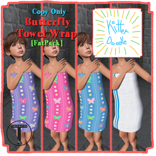 [KitterDoodle] Butterfly Towel Wrap Fatpack [Tweenster]