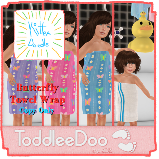[KitterDoodle] Butterfly [Fatpack] Towel Wrap - Toddleedoo [box