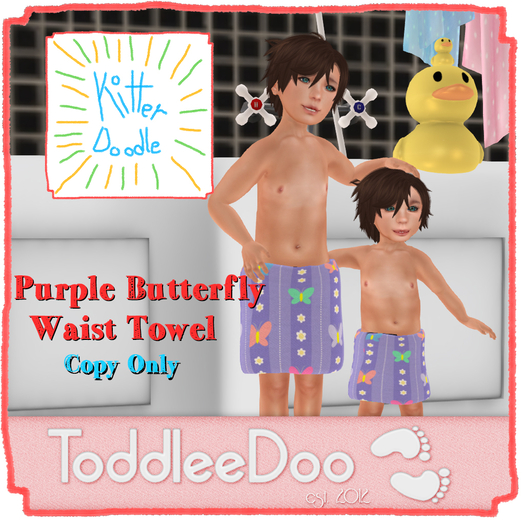 [KitterDoodle] Purple Butterfly Waist Towel - Toddleedoo [Boxed
