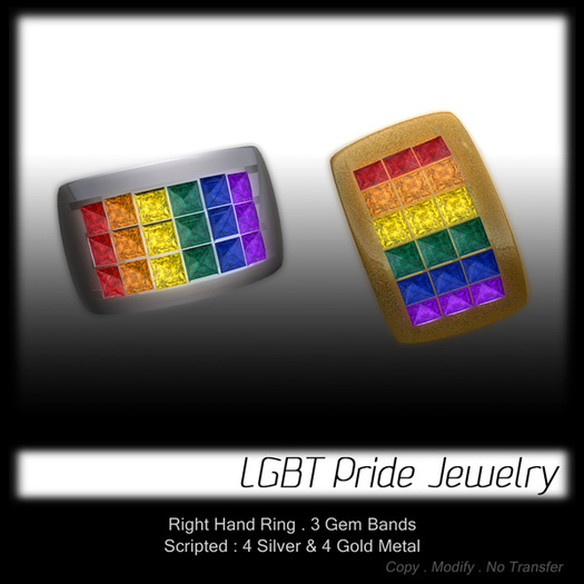 - MPP - Scripted Gay Ring - 3 Gem Bands