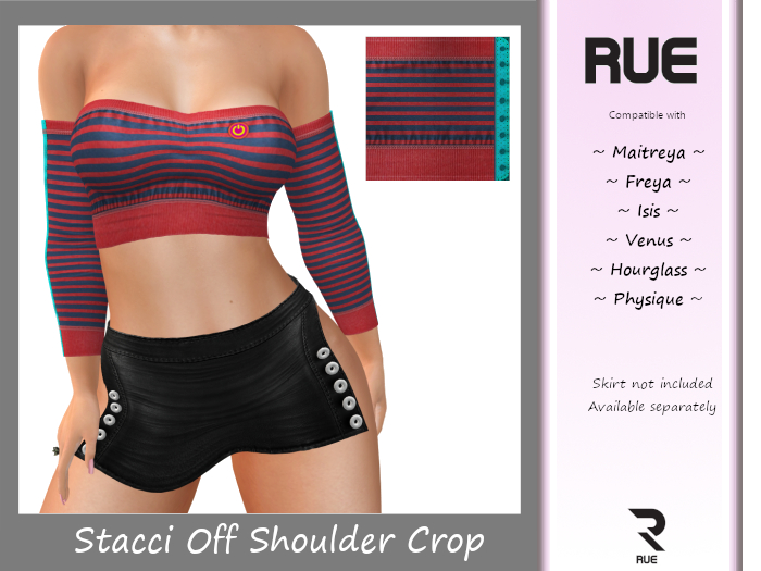 :: RUE :: Stacci Off The Shoulder Crop - 23Red&Navy2