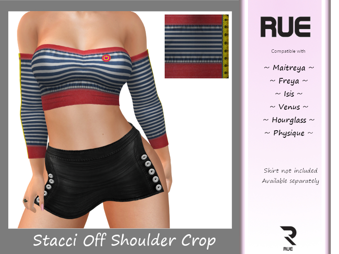 :: RUE :: Stacci Off The Shoulder Crop - 24Blue&Red