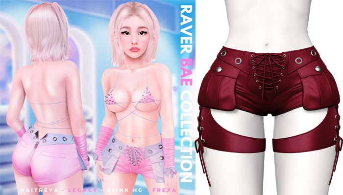 Rebelpill - Raver Bae Collection Shorts Red Wine