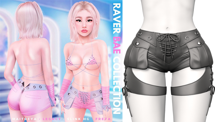 Rebelpill - Raver Bae Collection Shorts Light Grey