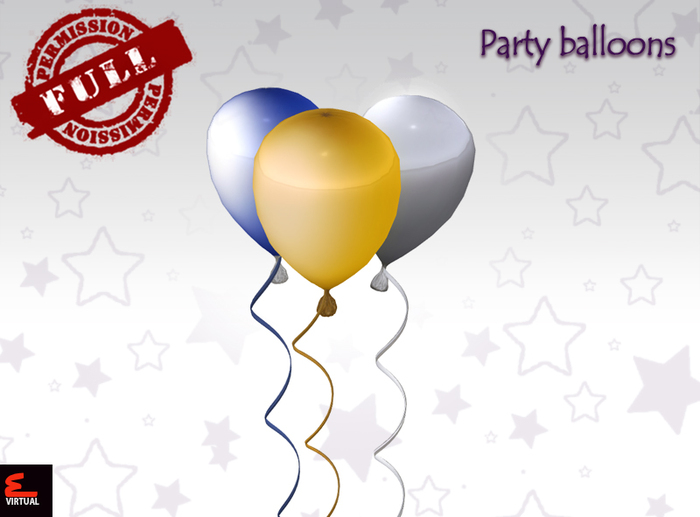 FULL PERM BALLOONS - Blue-Golden-Silver