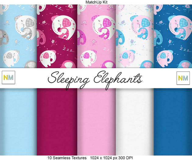 Sleeping Elephants MatchUp Kit 10 Seamless Textures NM