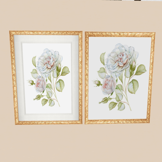 Blue Roses White Background(Gold) New Frame BOX