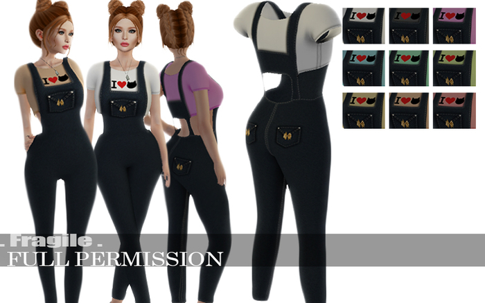 .Fragile. 9 Full Perm textures for WC1587 Women's Overall With