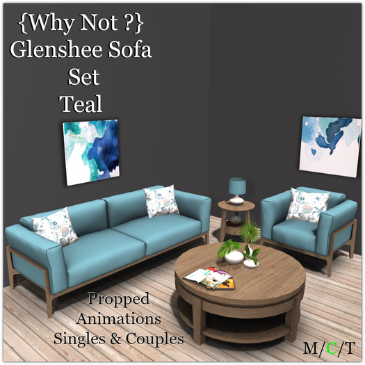 {Why Not ?} Glenshee Sofa Set Teal-Boxed