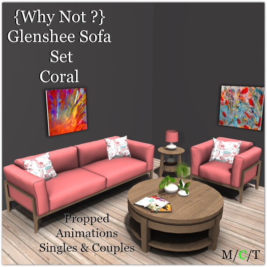 {Why Not ?} Glenshee Sofa Set Coral-Boxed