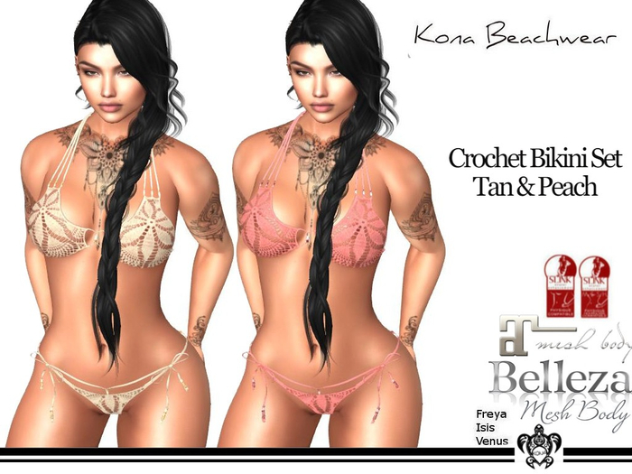 Kona Crochet Bikini Tan/Peach