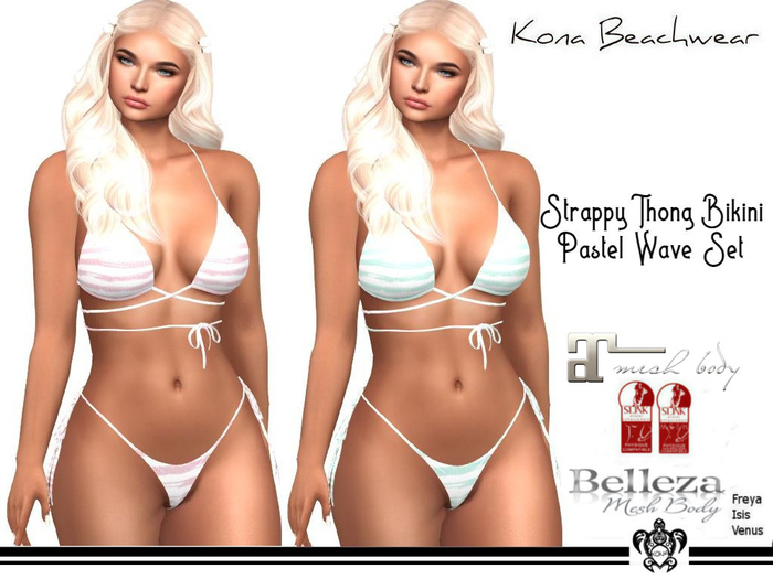 Kona Strappy Thong Bikini Pastel Set