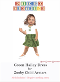Green Hailey Dress for Zooby Child Avatar